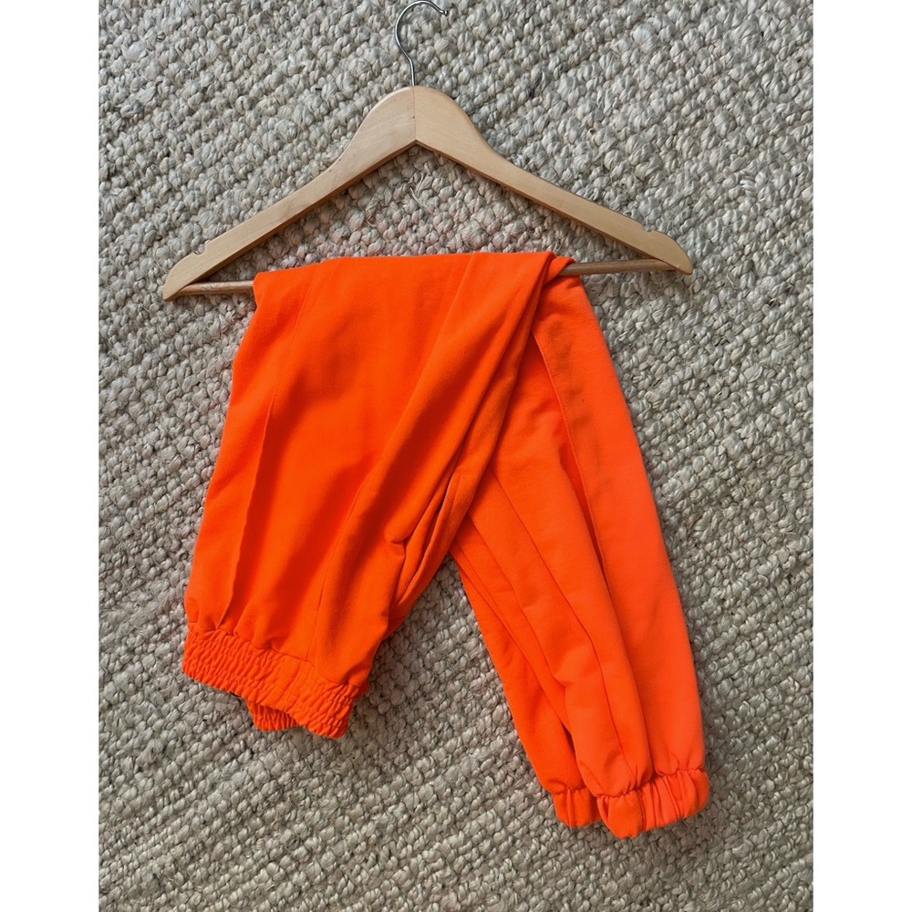 High Waisted Jogger Cotton Sweatpants w/ Pockets | Neon Orange